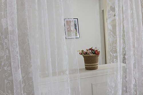 Generic Schmetterling Transparente Voile Vorhang Tüll für Wohnzimmer Haus Hochzeit Partei Fenster Sommer 100 x 200cm – Weiß - 9