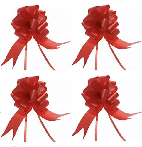 Medium Red Pull Bows for Cellophane Florist Hamper Wrap (4 Red Pull Bows)