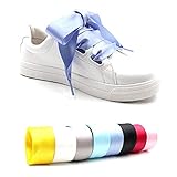 Tamaño ancho: 4 cm 1 par de 4 cm de Ancho de Doble Cara de poliéster Raso Zapato de Cordones de los Zapatos Cordones de Zapatos Planos para Zapatillas de Deporte Lienzo Deportivo Zapatos Casuales Color Aleatorio