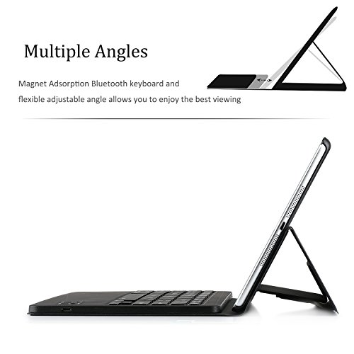 ELTD iPad 9.7 2017 Tastatur, Detachable Bluetooth Tastatur (QWERTZ Tastatur) mit Standfunction Für APPLE iPad 9.7 2017, Schwarz - 4