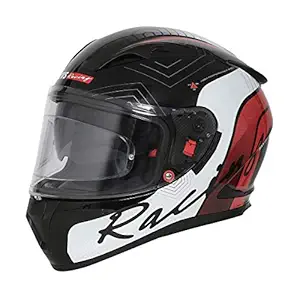 TVS Racing Helmet (Red White, M, Double Visor)