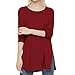 Produktbild UFACE Damen Frauen Langarm-Einfarbig Seite T-Shirt Tops Damen Langarm Einfarbig Seitenschlitz Tops Damen-Casual Bluse Shirt(Rot,EU/40CN/S)