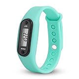 OHQ Run Watch Schrittzähler Kalorienzähler Digital LED Walking Distance Pedometer mit Uhr Kalorienzähler (Sky Blue)