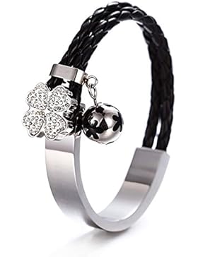 Wistic Damen Lederarmband Edelstahl Gold 18k überzogen mit Crystal(NSB389)