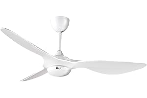 reiga Weiße Deckenventilator 132 cm mit LED-Licht und Fernbedienung, WLAN Alexa App Steuerung für Wohnzimmer und Schlafzimmer, Leiser Reversibler DC Motor, 3 Farbtemperaturen
