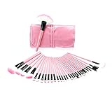 Abody Wood 32Pcs Makeup Brushes Kit Professional Cosmetic Make Up Set + Pouch Bag Case (32PCS, Pink)