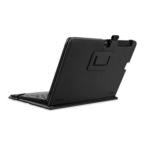 Fintie Odys Winpad 10 / Lenovo Miix 300 10.1 Hülle – Slim Fit Folio Premium Kunstleder Tastatur Ständer Schutzhülle Case Cover Tasche mit Ständerfunktion für Odys Winpad 10 2in1 / Lenovo Miix 300 (10,1 Zoll) Tablet-PC, Schwarz - 8