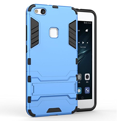 Funda para Huawei P10 Lite  5 2 Pulgadas  2 en 1 H  brida Rugged Armor Case Choque Absorci  n Protecci  n Dual Layer Bumper Carcasa con pata de Cabra  Azul 