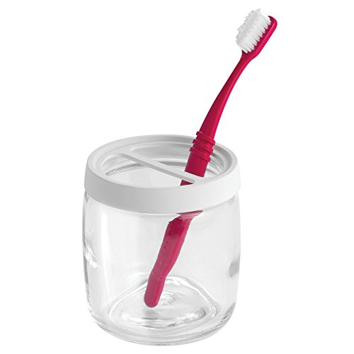 InterDesign 14510EU Ariana Zahnbürstenhalter aus Glas, durchsichtig / mattweiß - 3