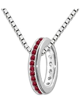 CLEVER SCHMUCK-SET Silberner sehr kleiner schmaler flacher Mini Taufring 8 mm viele Zirkonias in rubinrot ringsum...