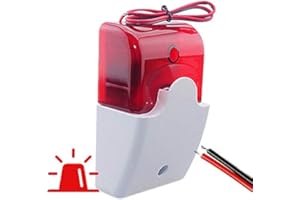 ALARMASZOOM Sirena Exterior con LUZ Caja Leds. Avisador alarmas. Luminosa Alarma Externa con Cable 2 Hilos Musical FS102. Conexion con 2 Cables 12 voltios hasta Central de Alarma. Color Rojo y Sonido