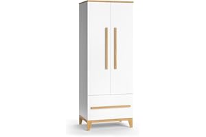VitaliSpa Armoire pour Enfants Malia, Blanc/Chêne, 70 x 187 cm