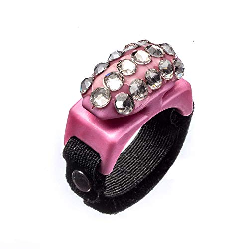 Thread CutterzRing Pink w/ 3 Rows Swarovski Crystals - A Ring That cuts Thread, Yarn & Embroidery Floss
