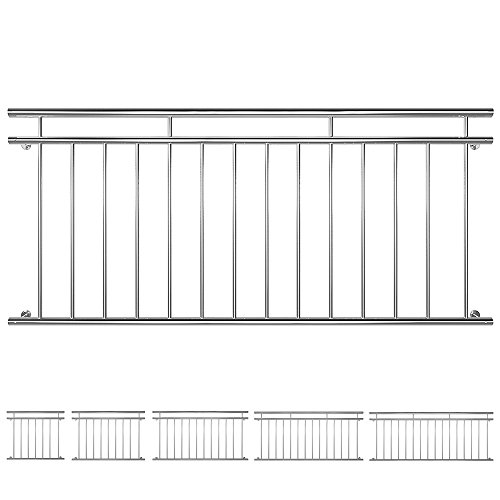 Edelstahl Französischer Balkon Geländer Balkongeländer 90 x 100-225 cm V2Aox, Breite:184 cm