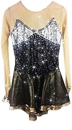 TT&DRESS Figure Skating Dress Women's Girls' Ice Skating Dress Long Sleeves Performance Skating Wear High Elasticity Spandex Chinlon Skirt Dress , Black , XL