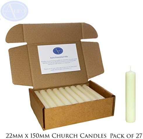 PACK of 27 - Ivory Church Candles (22mm x 150mm)