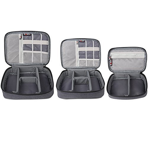 BUBM 3 Stücke Mehrfachfunktion Kabelorganiser Tasche Reisetasche für Elektronische Zubehöre wie Netzteil, Maus und USB Stricks, Schwarz - 3