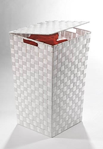 Wäschekorb Wäschebox Wäschesammler Wäschetruhe Wäschebehälter Wäschesortierer Aufbewahrungskorb quadratisch weiß aus Nylon mit Metallrahmen - 2