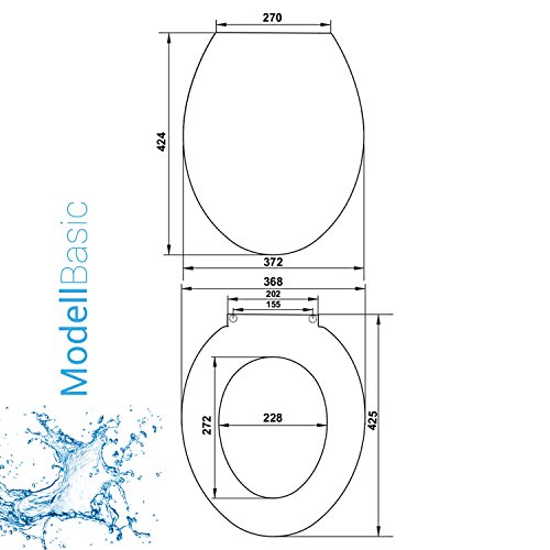 WC Sitz Toilettendeckel „Basic“, weiß, stabile Metallscharniere, Kunststoff Marke: Panorama24 Europe - 3