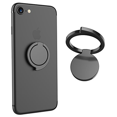 OSSKY Handy Ring Halter Handy Finger Halterung 360Â°freidrehbar Ringhalter, Smartphone Halter + StÃ¤nder mit Einhandbedienung geeignet fÃ¼r alle Handy Typ,passen Magnet Auto Griff (Schwarz)