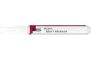 Kreul 46231 Marqueur acrylique mat Medium avec pointe ogive env. 2-4 mm, blanc mat, peinture acrylique permanente à base d'eau, pour accents en filigrane