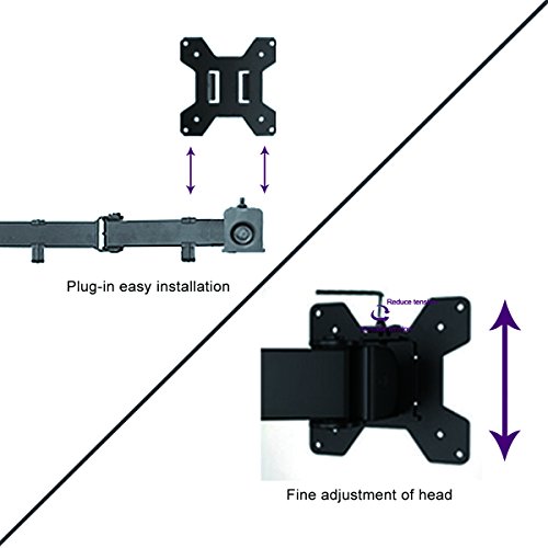 Suptek Monitorhalter Tischhalterung Standfuß mit 2 Armen für 4 Monitore 10″-27″(25-68cm) LCD LED TV Bildschirme Flachbildschirm, Belastbarkeit:10 kg/pro Monitor, neigbar, schwenkbar 360°, höhenverstellbar - 3