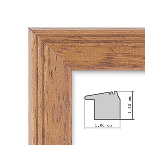 9er Set Landhaus-Bilderrahmen Eiche-Optik Massivholz-Rahmen mit Glasscheibe und Zubehör / 10×15 - 3