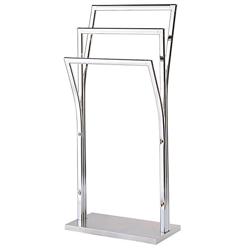 MSV Handtuchständer Handtuchhalter (LxBxH): ca. 42 x 19 x 2,5 cm aus verchromten Metall in Edelstahl Optik mit 3 Handtuchstangen - 2