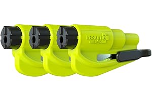 resqme Car Safety Key Fob Window Breaker and Seat Belt Cutter Emergency Hammer 3 Pack Yellow
