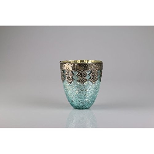 Preisvergleich Produktbild AM-Design Windlicht türkis Silber 9 x 10cm
