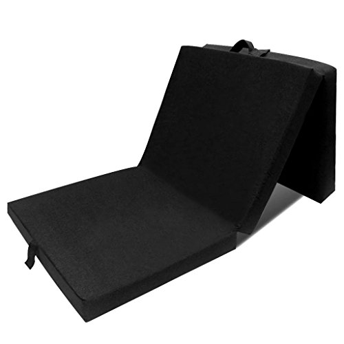 SHENGFENG Schaumstoffmatratze faltbar in DREI Teilen, aus: 50% Baumwolle, 50% Polyester: pflegeleicht mit Reißverschluss, für Camping oder Anderen Aktivitäten Schwarz 190 x 70 x 9 cm