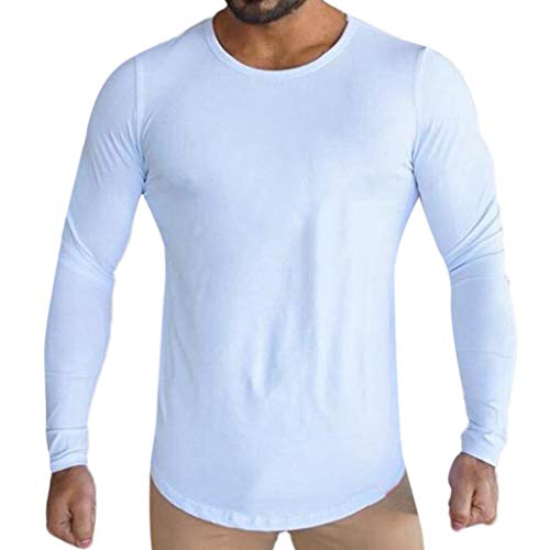 Preisvergleich Produktbild SANFASHION Herren Langarmshirt Longsleeve Casual Unifarben Pullover Täglichen Bodybuilding Sweatshirt Basic Fitness Sport Gym T-Shirt