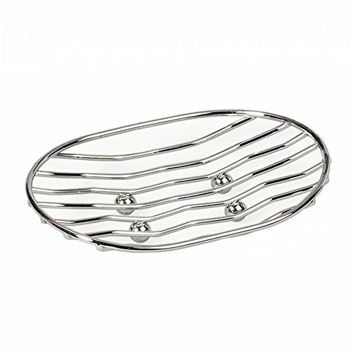 ArtMoon Oval Seifenschale Teslin Stahl Verchromt 13 X 9.6 X 4 cm