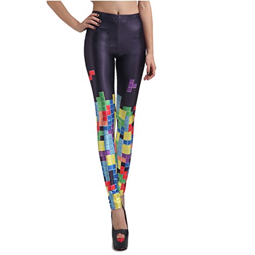 Leggings Women Tetris - Sexy Printed Print Leggings Pattern Tights - Shiny Stretch Pants for Womens Girls