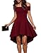 Produktbild ZJCTUO Damen Kleid Abendkleid Schulterfreies Cocktailkleid Jerseykleid Skaterkleid Knielang Elegant Festlich Asymmetrisches Partykleid- Gr. 44 (XXL), Wein