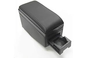 BOLOROMO Armrest Arm Rest Centre Console Box Car Auto Van Bus Black Universal Storage Organizer Leather Cup Holders