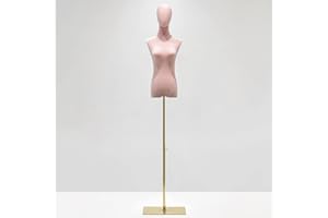 HIYOUGO Schaufensterpuppe, Samt Weiblich Schneiderpuppe, Schneiderbüste mit Verstellbarer Höhe Damenbüste Mannequin Kleiderpuppe Torso Weibliche Büste Kleid Ausstellungsstand ( Farbe : Rosa , Größe : A )