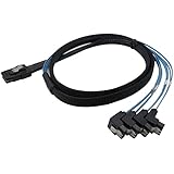CableDeconn Mini SAS 36P SFF-8087 to 4 SATA 7Pin 90 degrees target Hard Disk Data Kable 1M