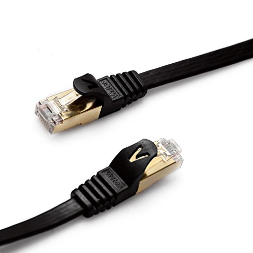Preisvergleich Produktbild Veetop Lankabel cat7, Netzwerkkabel Patchkabel, 10Gbps 750MHz flaches Internetkabel mit vergoldetem RJ45 ideal für smart home, smart tv, PC, iptv, Gaming, Switch und Gigabit-Netzwerke (2m Schwarz)