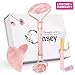 Produktbild 2019 Version Rosenquarz Jade Face Roller -100% Natürliche Jade Roller Gua Sha Scraper Premium Authentic Jade Stein Anti Aging Massage für Gesicht, Auge, Hals, Falten Bestes Geschenk zum Valentinstag