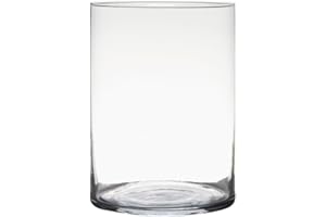 Dekoglas, Glasvase Zylinder H. 25cm D. 18cm transparent rund Glas Hakbijl