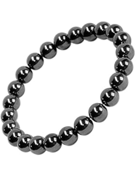 Kaltner Präsente Geschenkidee - Power Armband mit Kugeln aus dem Edelstein Hämatit Schwarz (Stretch Band)