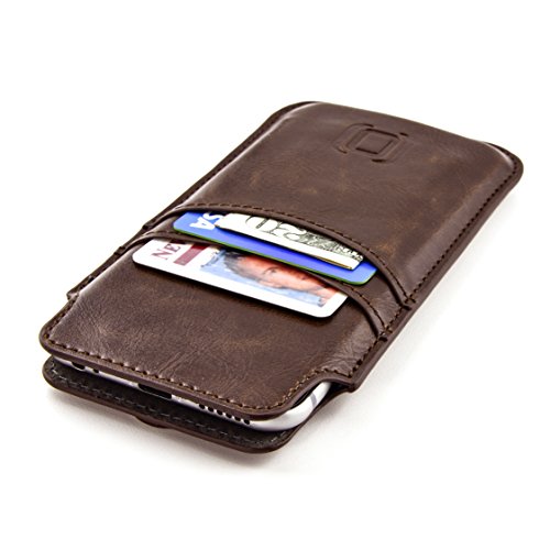 Dockem Estuche Cartera para iPhone 8, 7, 6 y 6S - Funda Tarjetero de Piel Sintética Vintage; Funda Ultra Slim Profesional Ejecutiva con 2 Ranuras para Tarjetas, Marrón