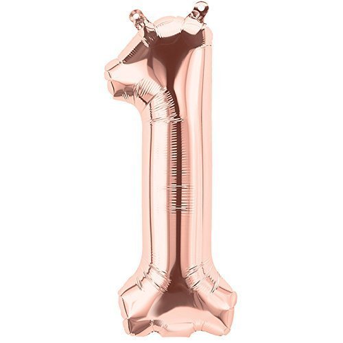 Zahl 1 Folienballon Roségold XXL 86cm für Heliumfüllung geeignet