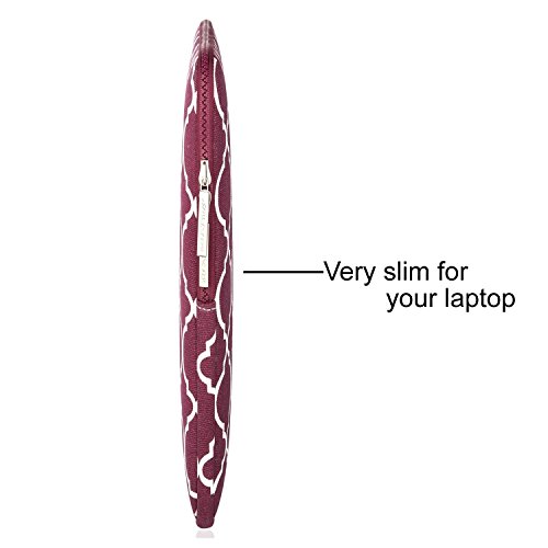 MOSISO Quatrefoil Stil Canvas Gewebe Laptop Hülle Sleeve Tasche für 11-11,6 Zoll MacBook Air, Ultrabook Netbook Tablet mit einem kleinen Fall, Weinrot - 5