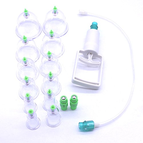 Preisvergleich Produktbild EMOTREE Schröpfen 12 Schröpfgläser mit Pumpe Vakuum Massage Akupunktur SET Chinesiche Medizintechnik
