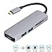 Produktbild QKa USB C Hub Typ C auf 4K HDMI Adapter, 5-in-1 USB-C HUBmit 2 USB 3.0 Ports SD/TF Kartenleser (Starry Sky Grey)