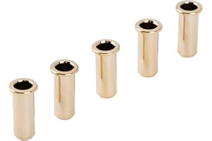 Musiclily Pro 25,5mm Boccole Passacorde in Ottone String Ferrules a Tazza per Ponte da Basso Elettrico Jazz Bass/Precision Bass, Dorato (Set di 5)