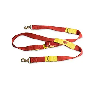 PetWale Hands Free Dog Leash for Running Walking Long Tether Adjustable Multi-Function Traffic Two Dogs Leash (Red and Yellow, Length: 7.5 feet)