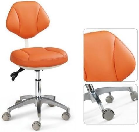 Bestdental Medical Office Assistant's Stools Adjustable Mobile Chair Leather Orange